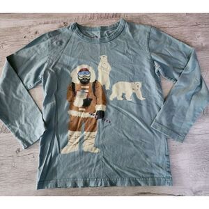 MINI BODEN SHIRT SIZE 7 TO 8 YEARS LONG SLEEVE POLAR BEARS ESKIMO LIGHT BLUE